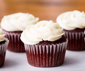 Red velvet cupcake with buttercream frosting