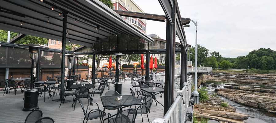 Waterworks Patio and Winooski River