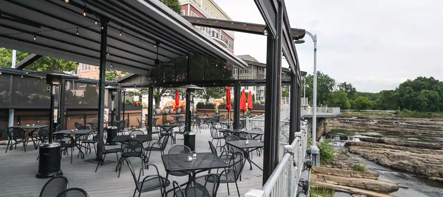 Waterworks Patio and Winooski River