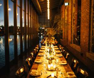 Candlelit table in the Solarium at dusk