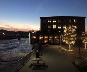 View of the Champlain Mill at sunset